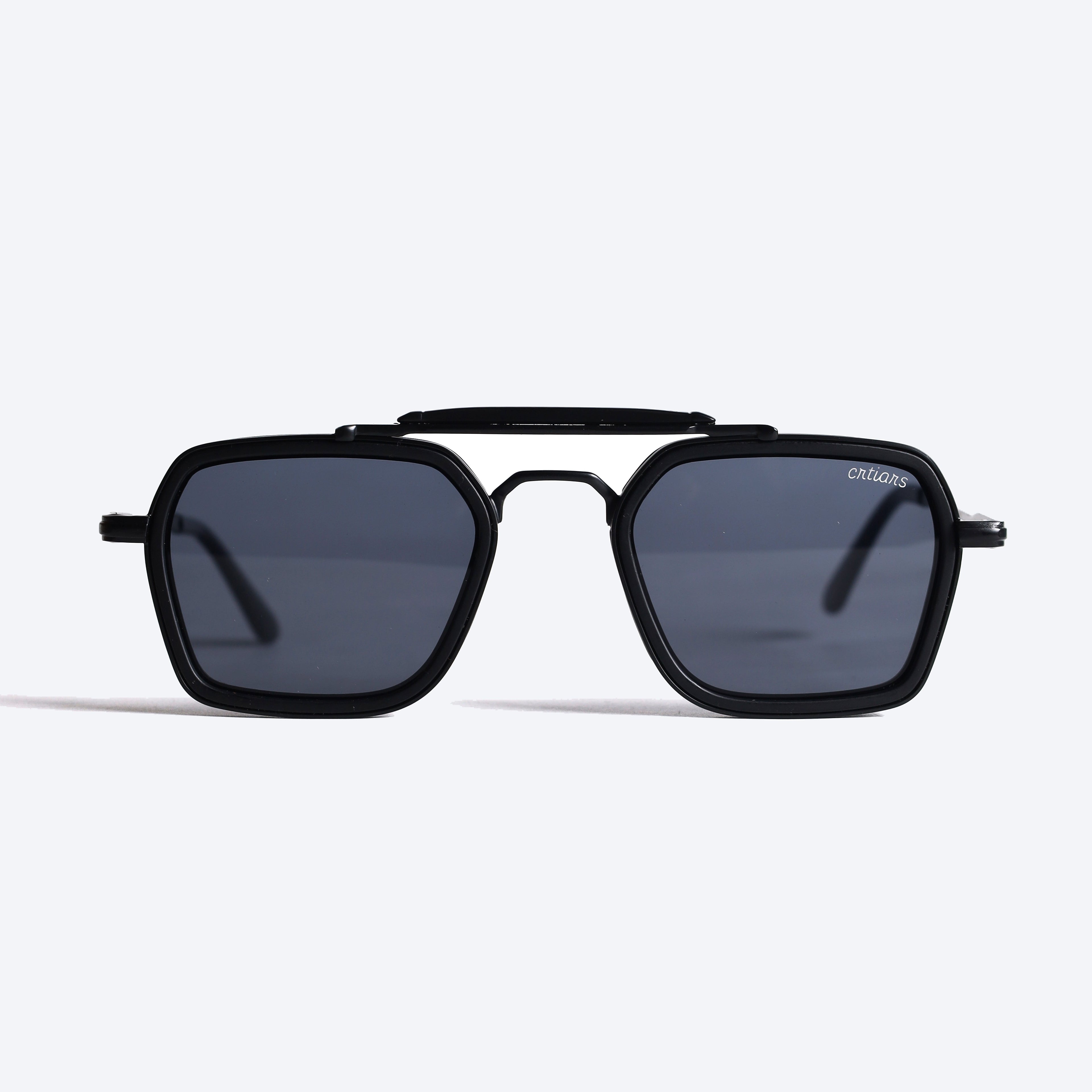Crtiars PY-98426 Geometric aviator Sun Glasses for Gents - Black Matte
