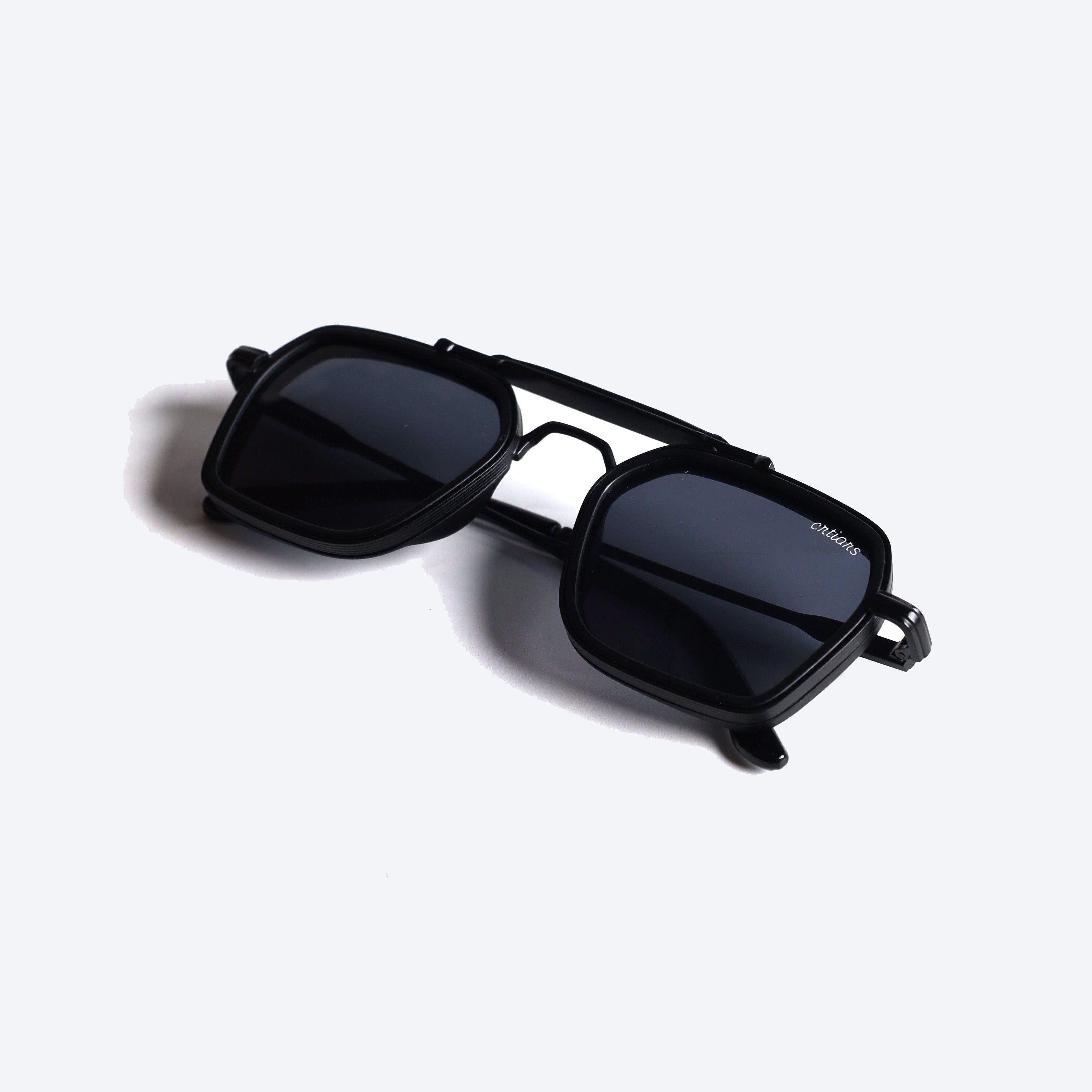 Crtiars PY-98426 Geometric aviator Sun Glasses for Gents - Black Matte