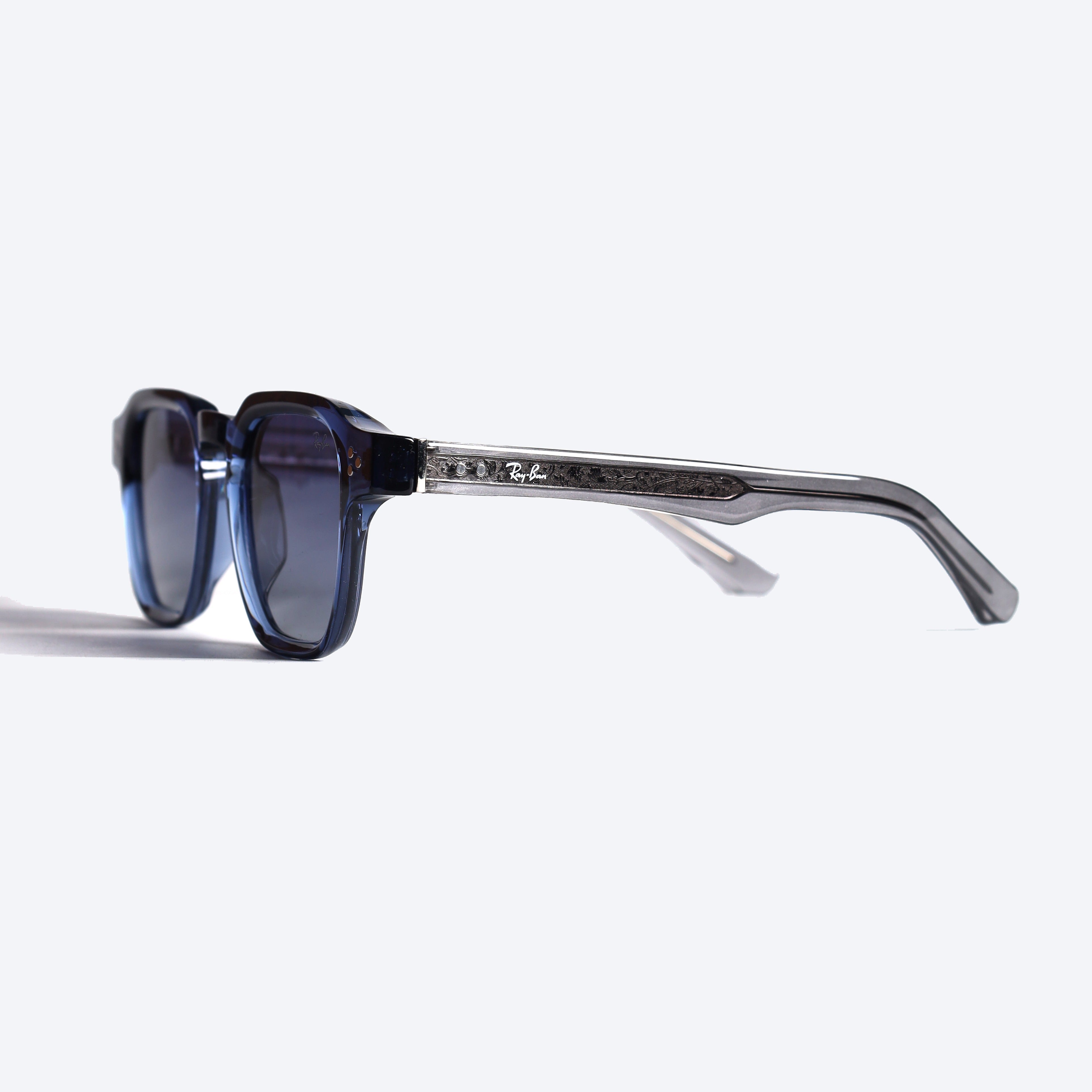 Ray Ban Generic-3 Geometric Square Sun Glasses for Unisex - Transparent blue