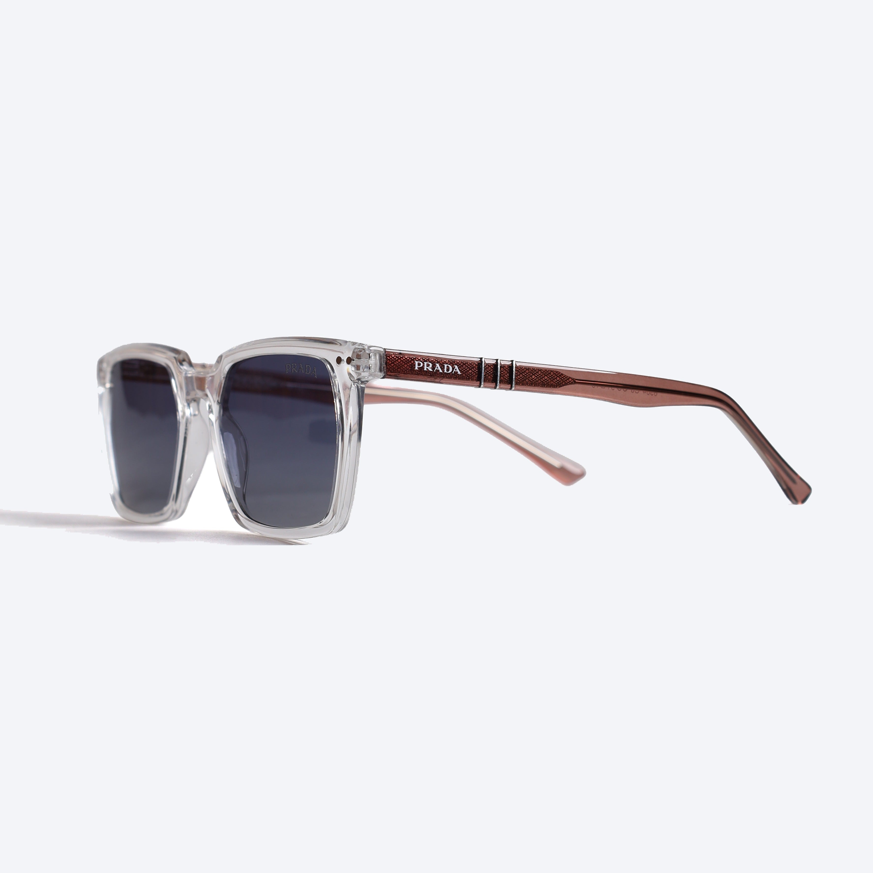 Prada 6504 Square Sun Glasses for Unisex - Transparent