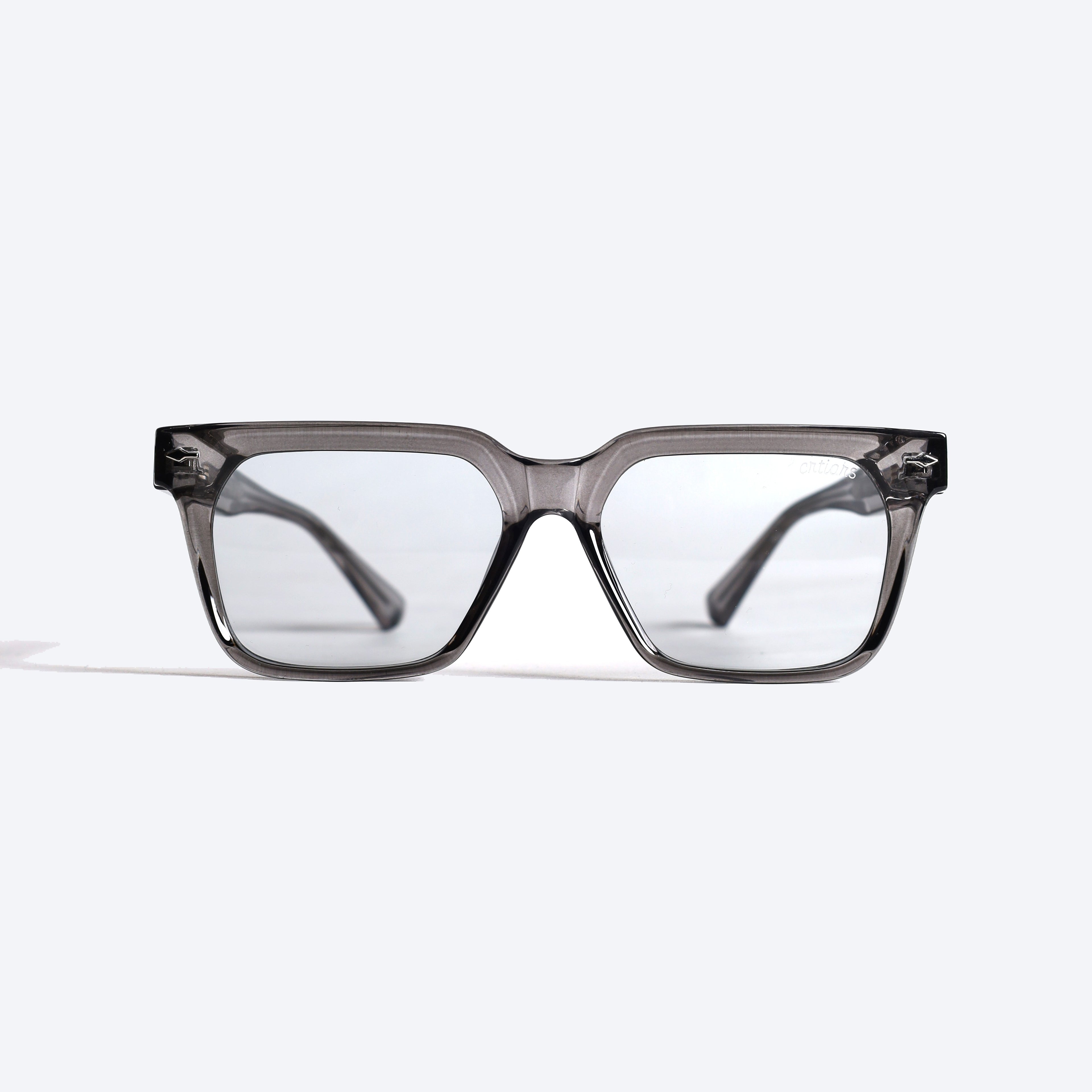 Crtiars 81005 Geometric Cat eye Eye Glasses for Gents - Transparent Grey