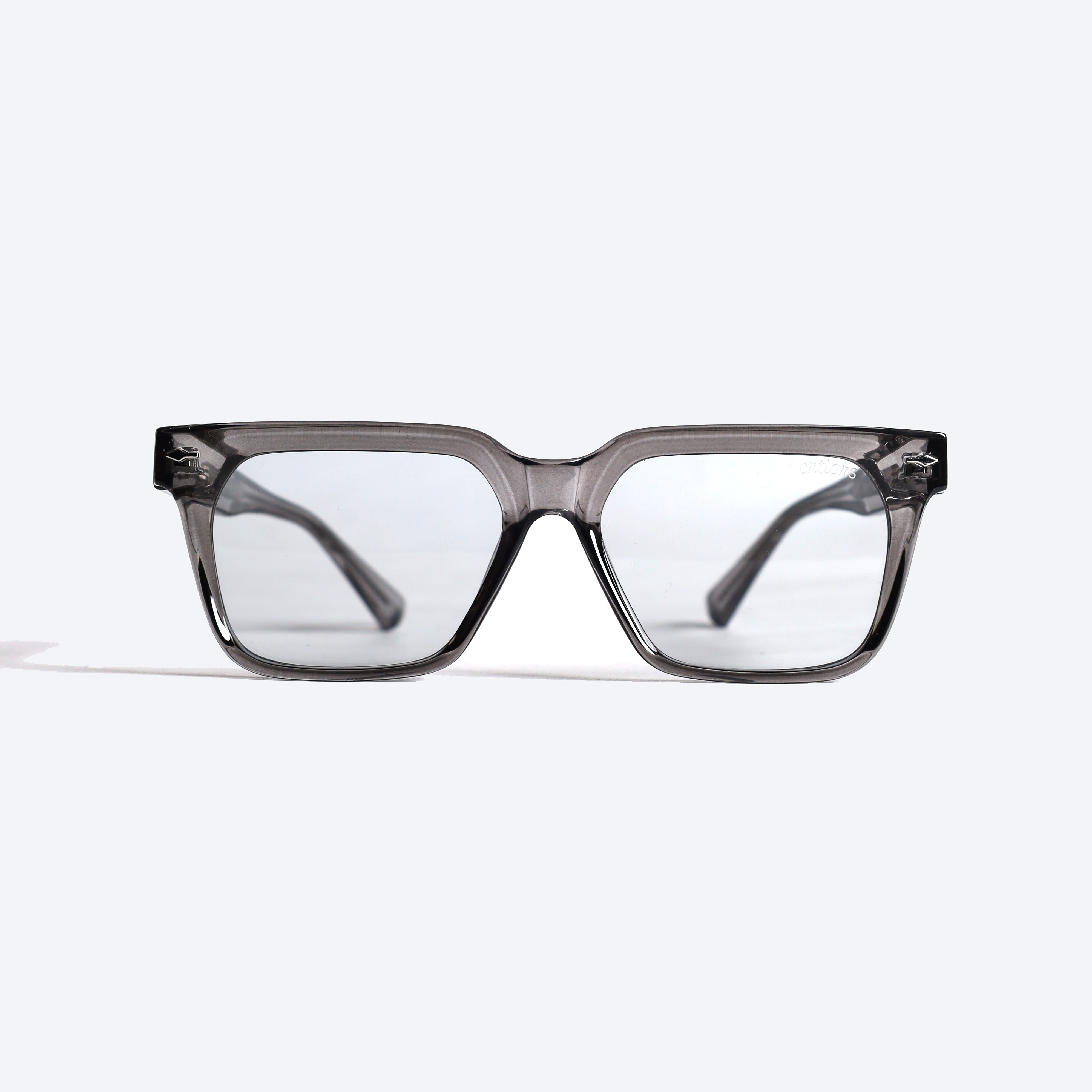 Crtiars 81005 Geometric Cat eye Eye Glasses for Gents - Transparent Grey