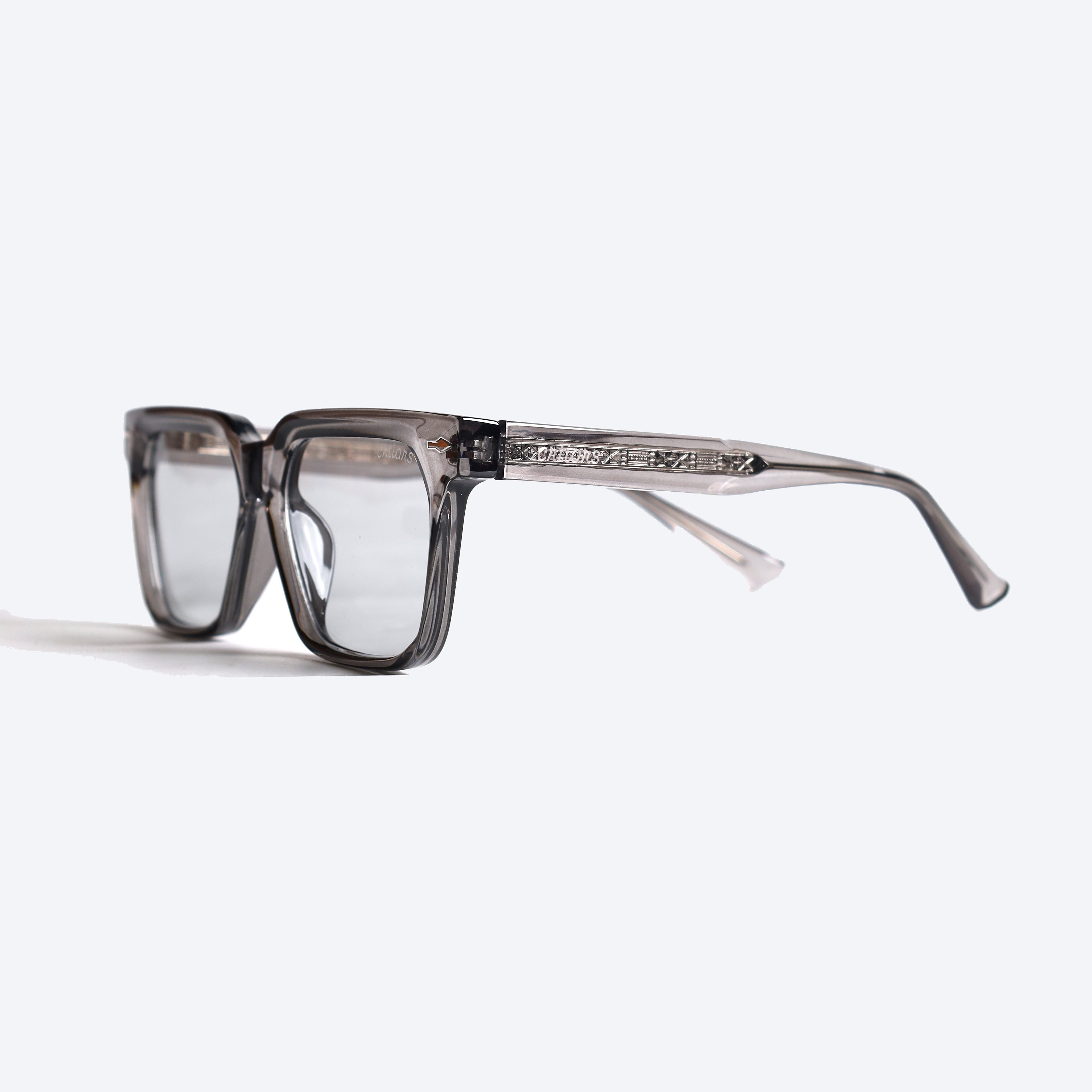 Crtiars 81005 Geometric Cat eye Eye Glasses for Gents - Transparent Grey