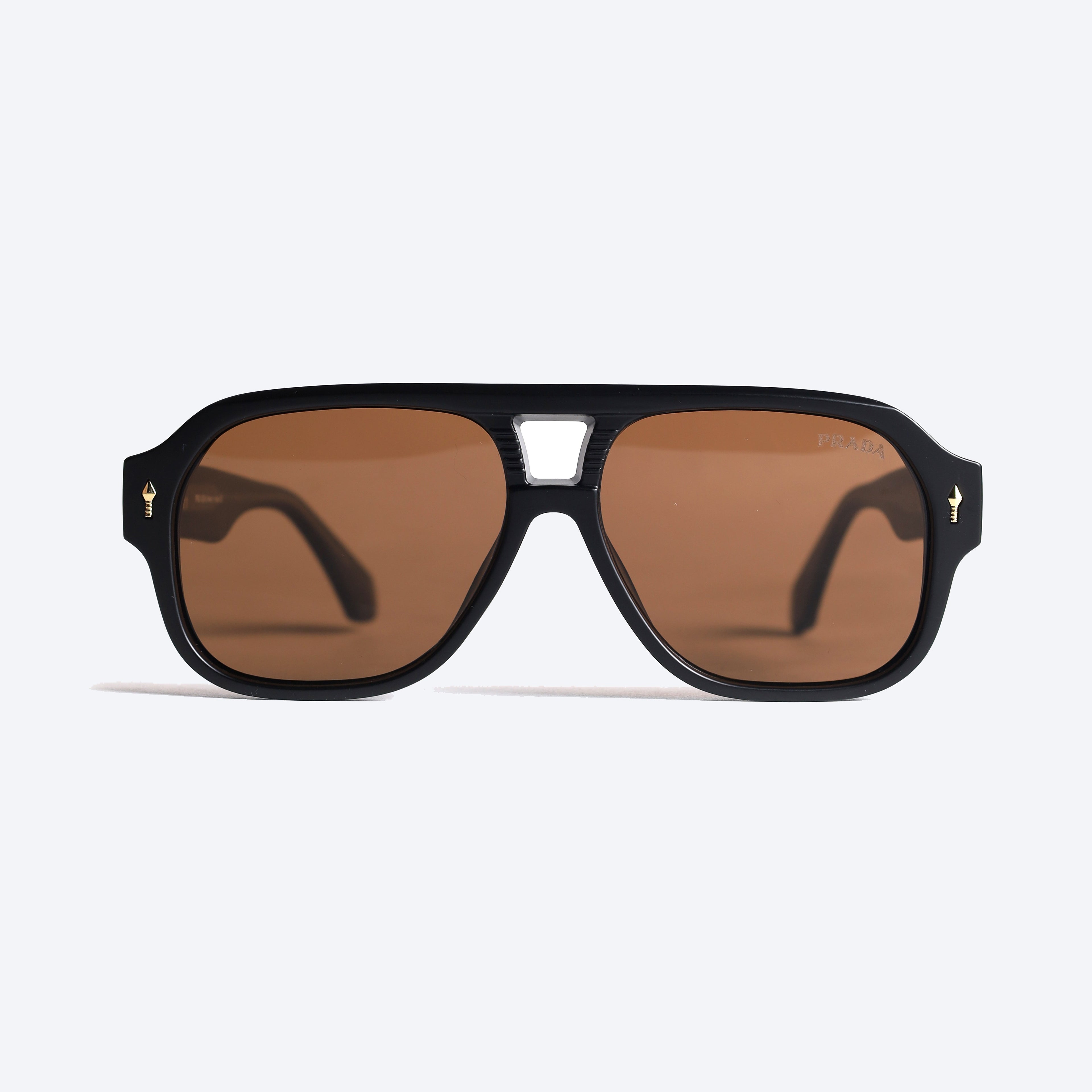 Prada 98107 Geometric aviator Sun Glasses for Gents - Brown