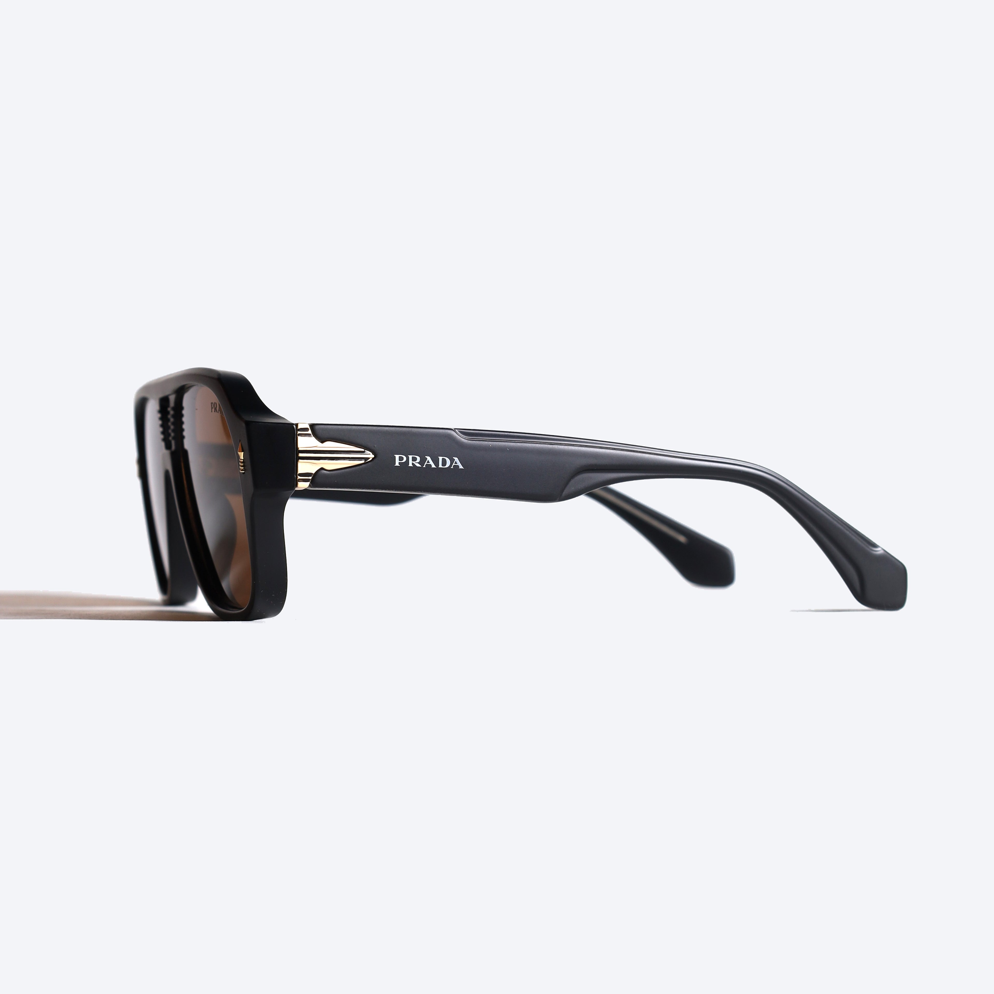Prada 98107 Geometric aviator Sun Glasses for Gents - Brown