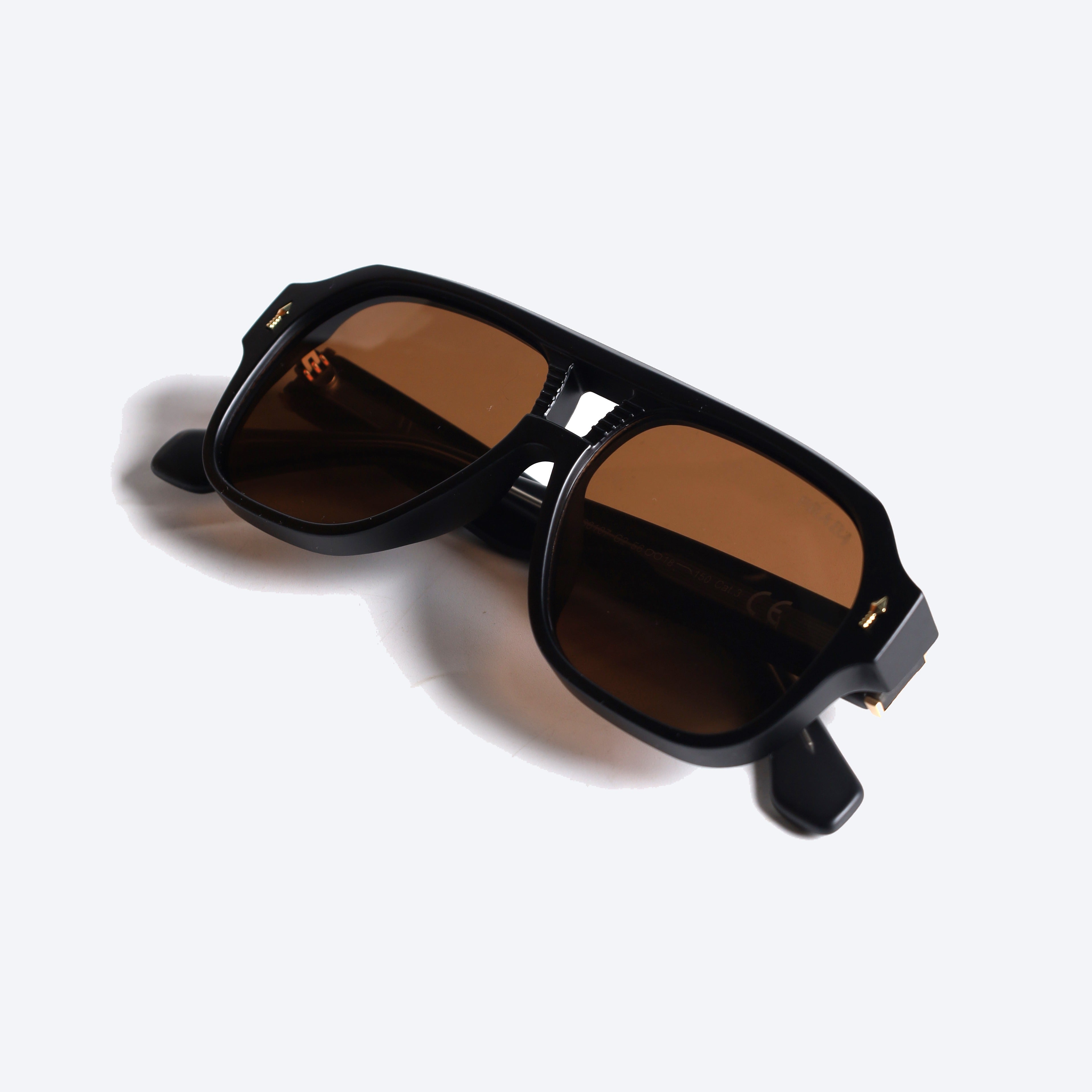 Prada 98107 Geometric aviator Sun Glasses for Gents - Brown