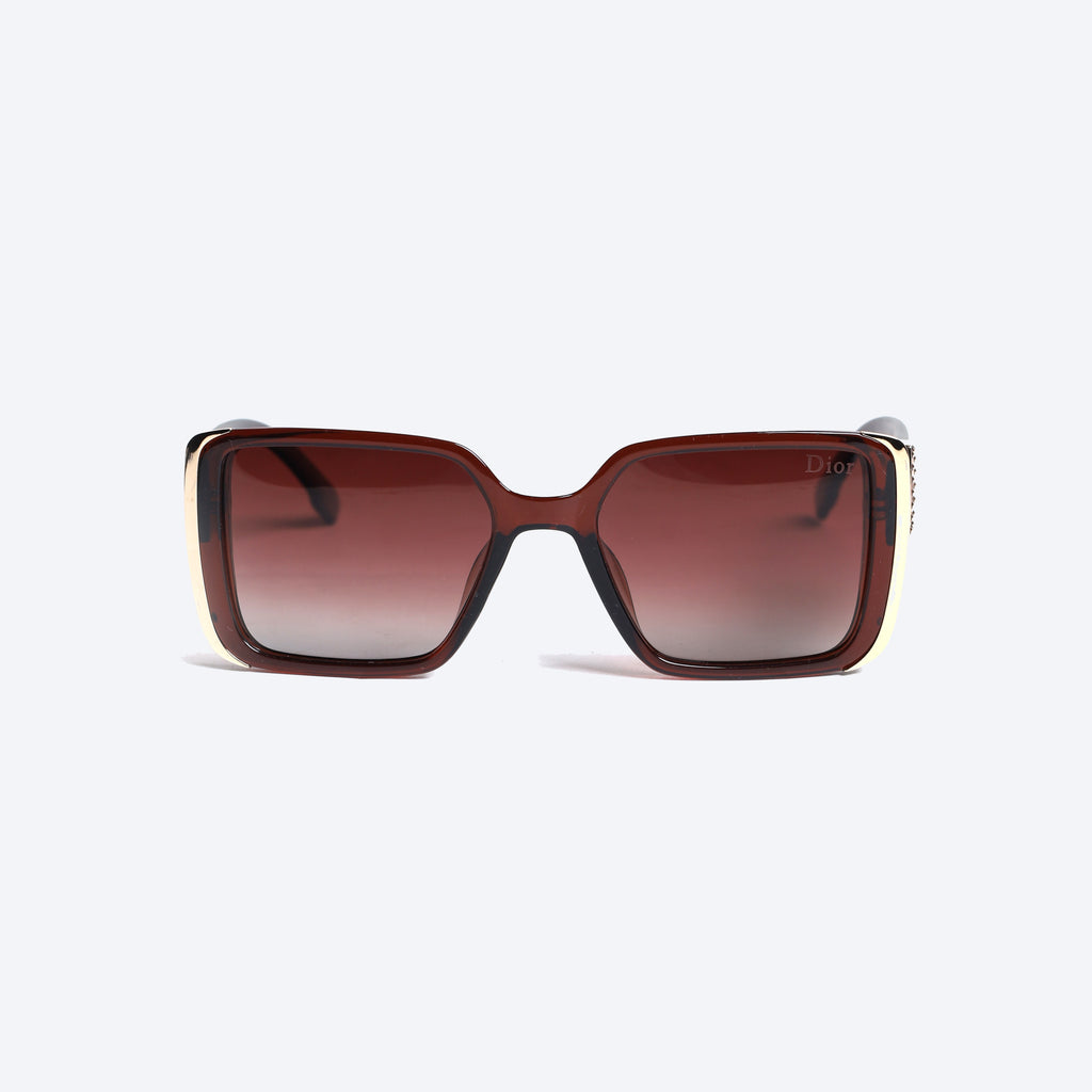 Dior P32068 Geometric Sunglasses - Brown