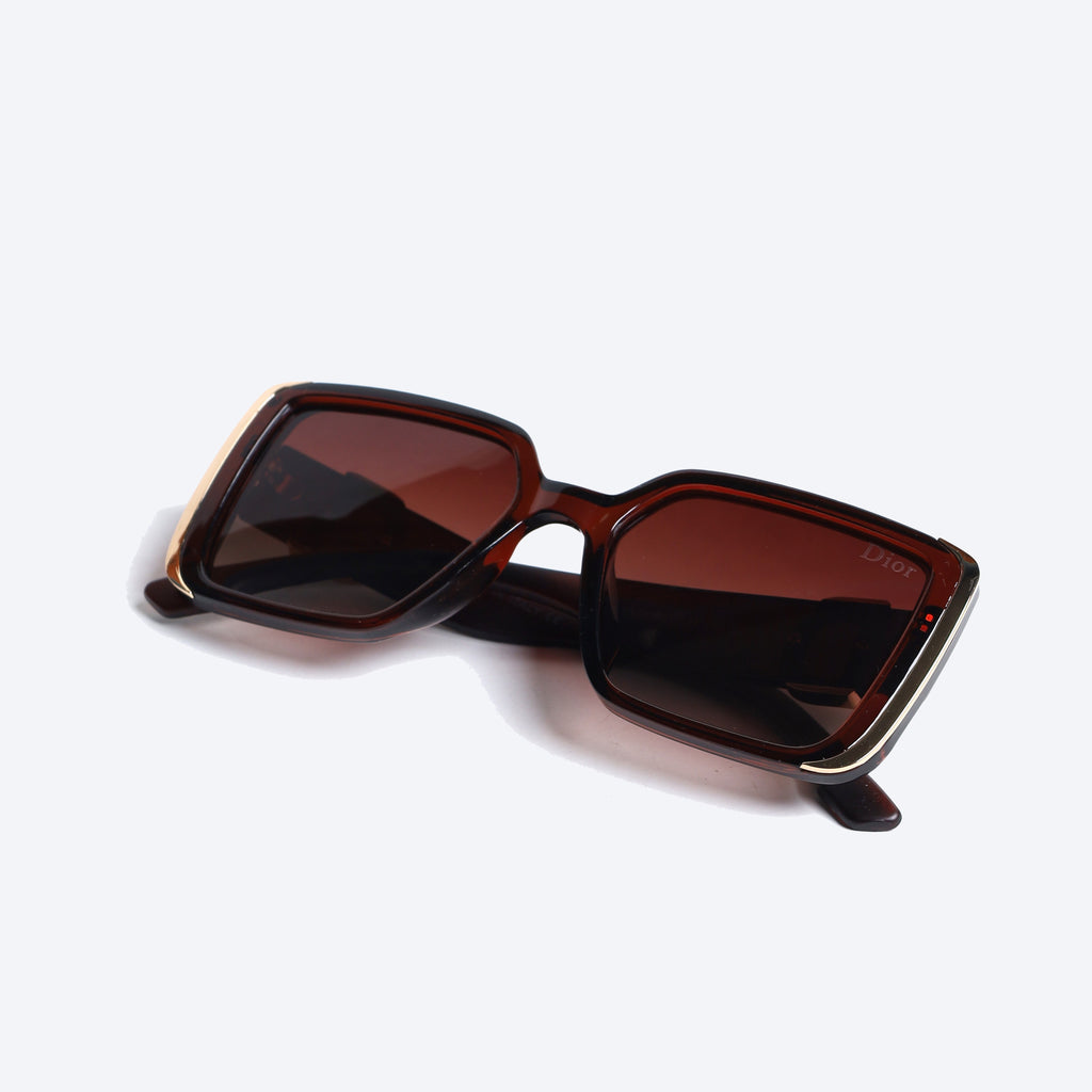 Dior P32068 Geometric Sunglasses - Brown