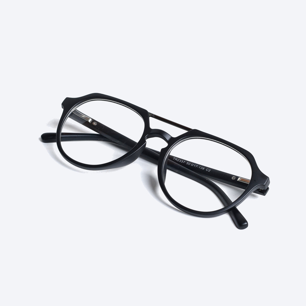 Attachment Glasses Generic 2337T Geomatric Round Eyeglasses - Black