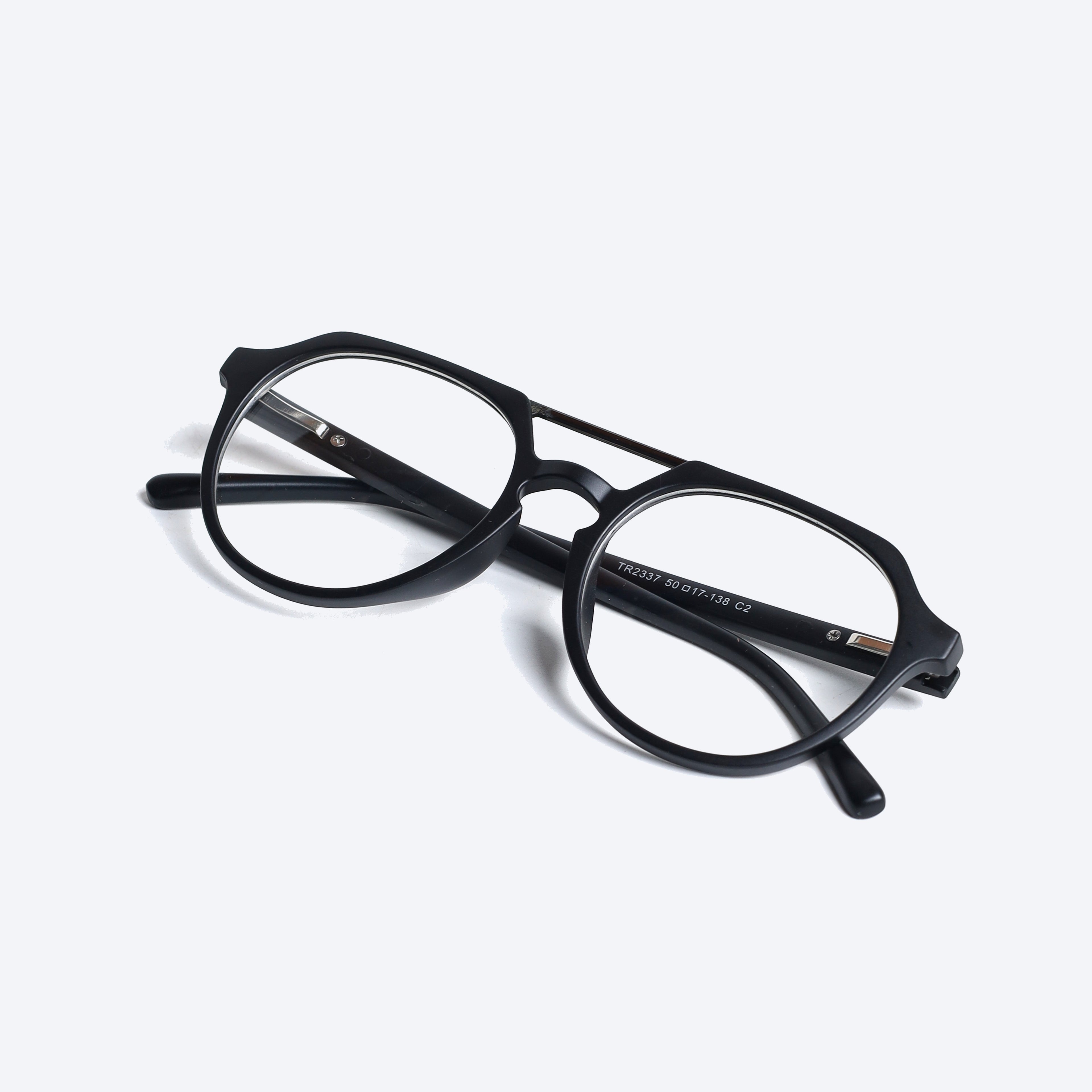 Attachment Glasses Generic 2337T Geomatric Round Eyeglasses - Black