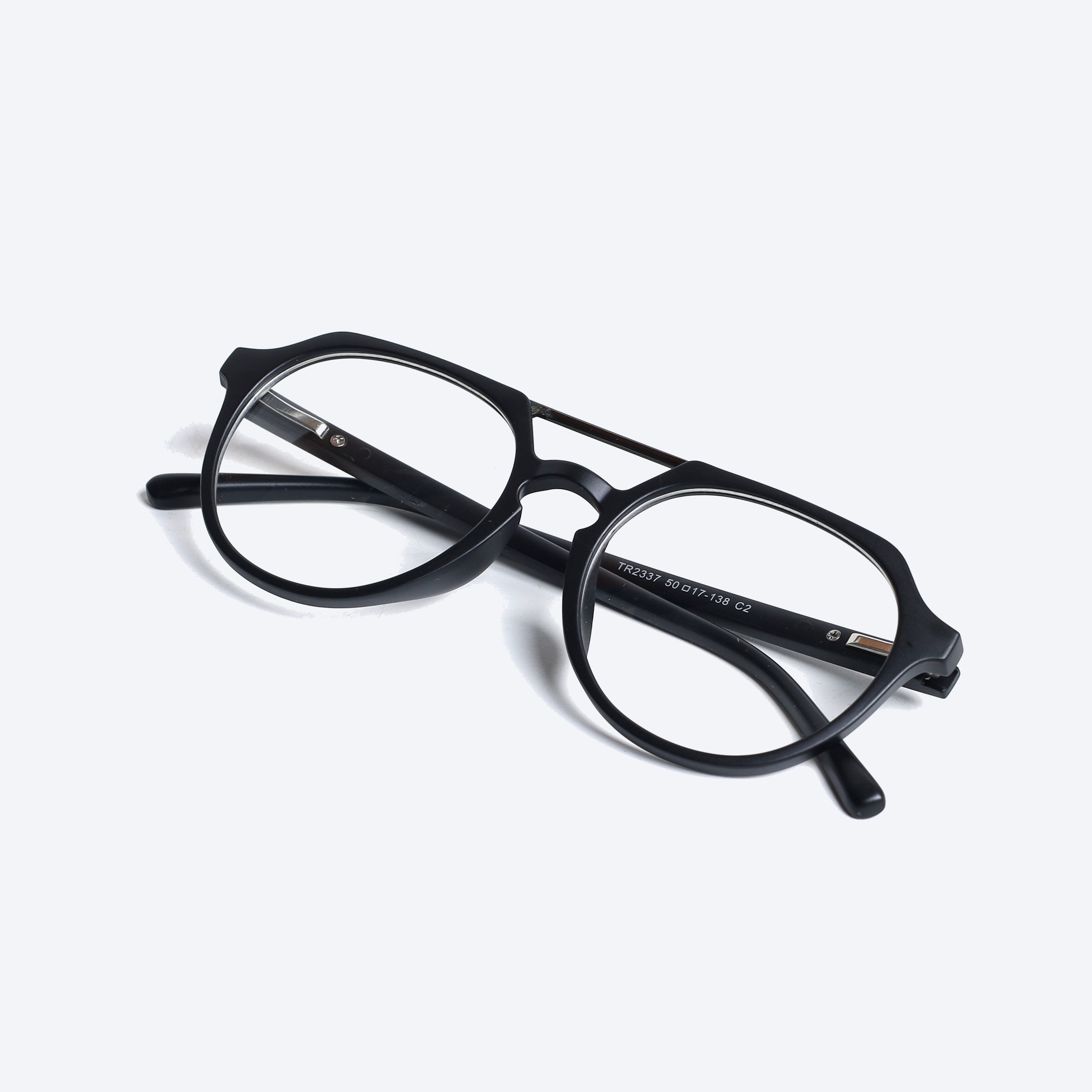 Attachment Glasses Generic 2337T Geomatric Round Eyeglasses - Black
