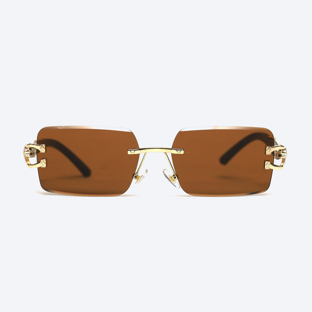 Geomatric Rimless Brown Sunglasses Generic-1 Rectangle Eyeglasses