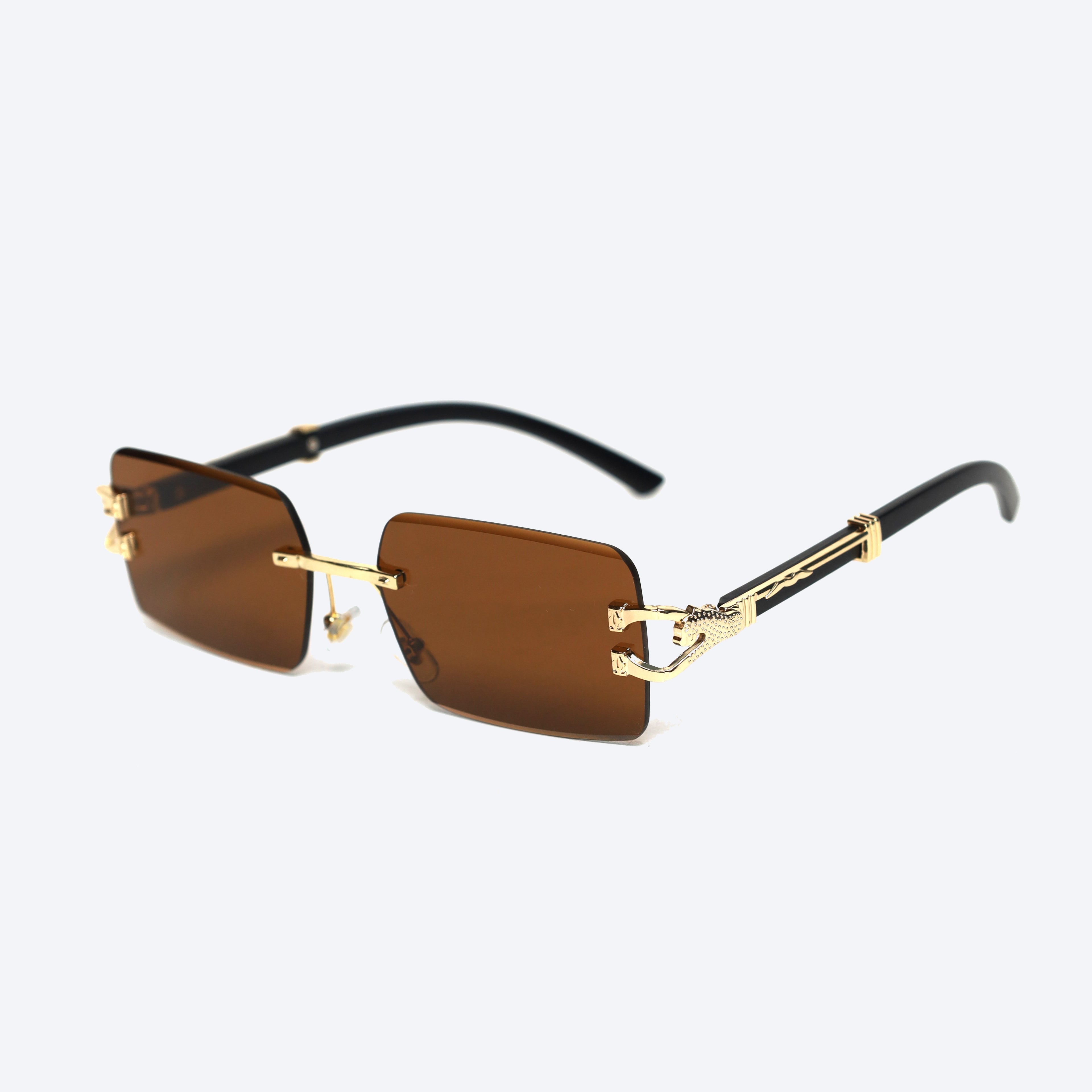 Geomatric Rimless Brown Sunglasses Generic-1 Rectangle Eyeglasses