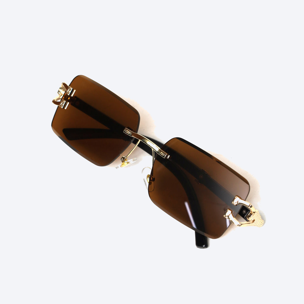 Geomatric Rimless Brown Sunglasses Generic-1 Rectangle Eyeglasses