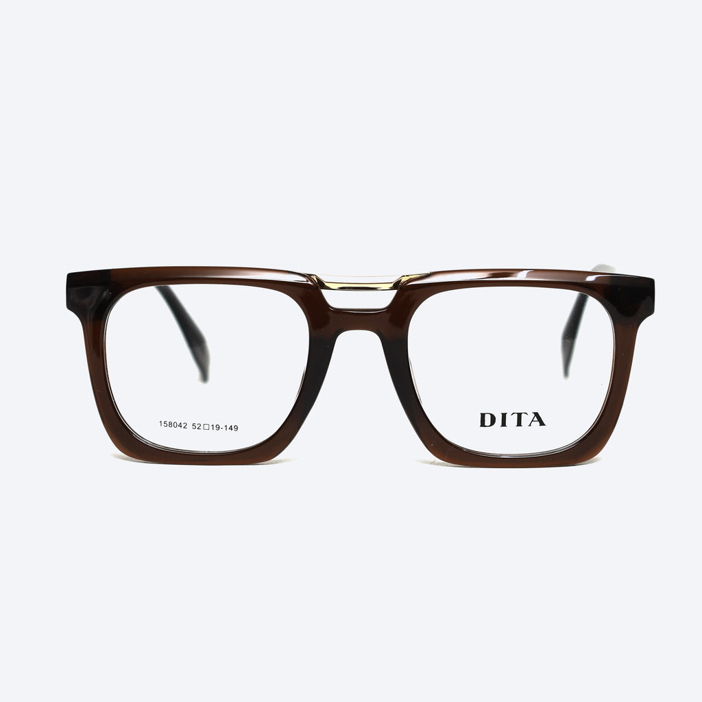 DITA 158042 Geometric Square Eyeglasses - Brown