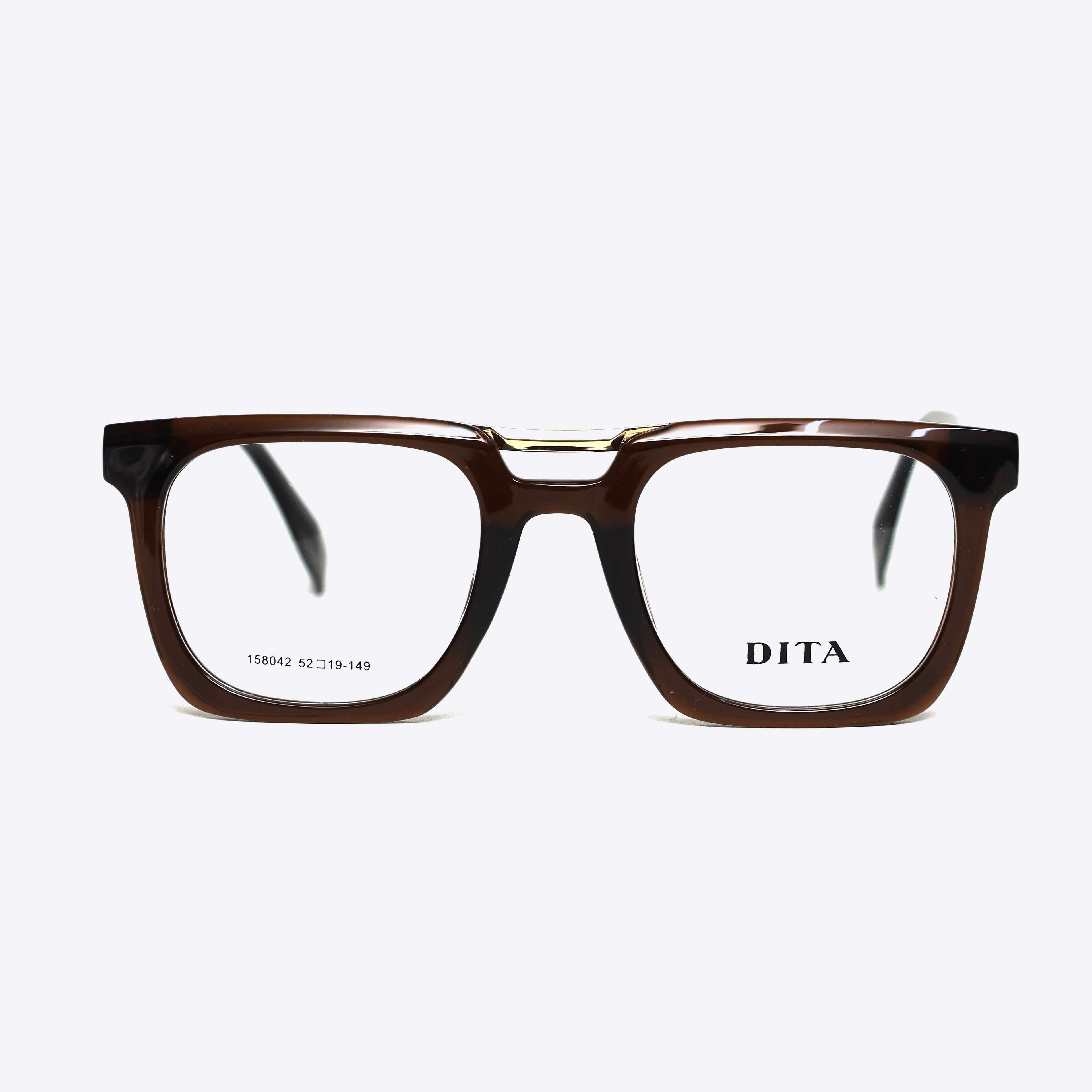 DITA 158042 Geometric Square Eyeglasses - Brown
