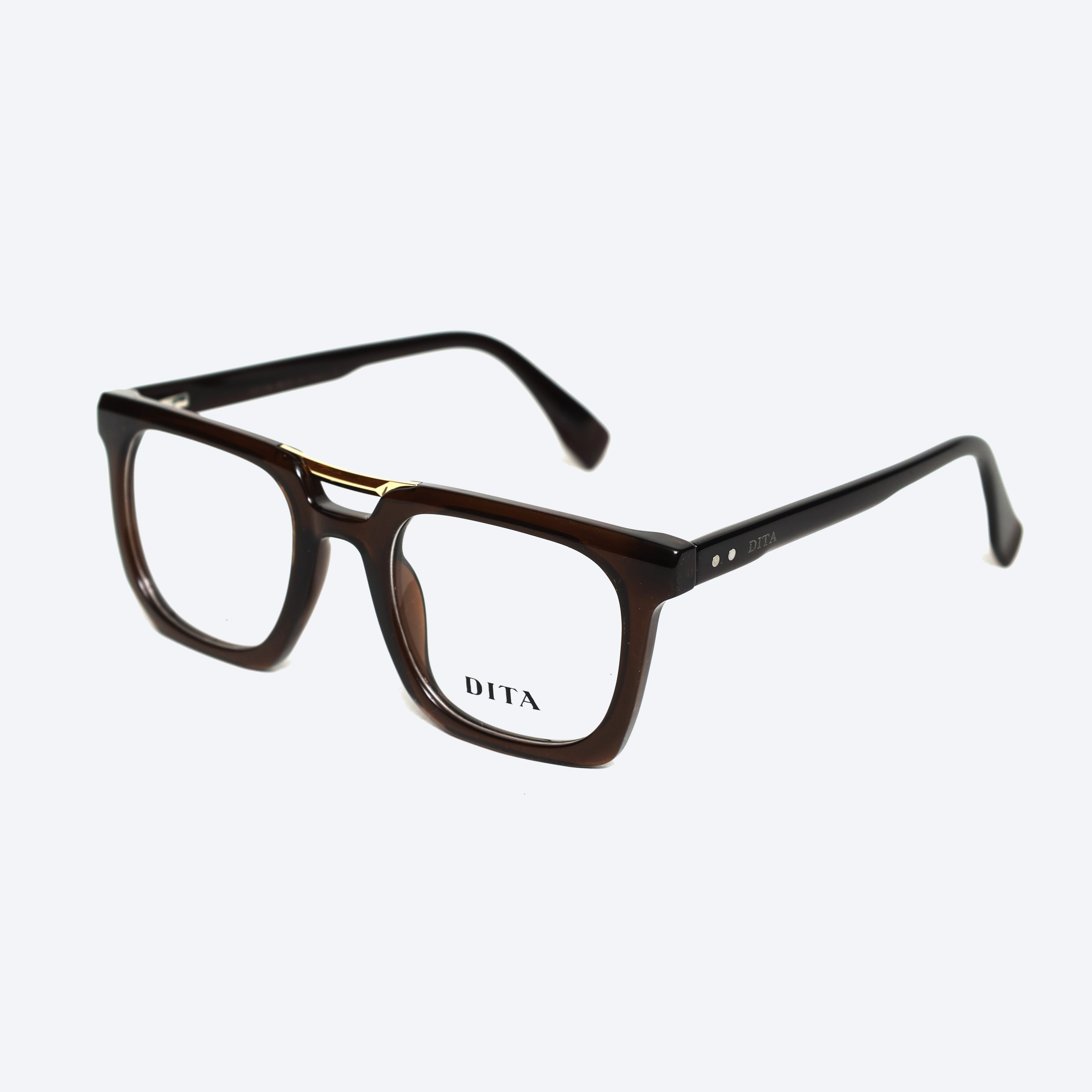 DITA 158042 Geometric Square Eyeglasses - Brown