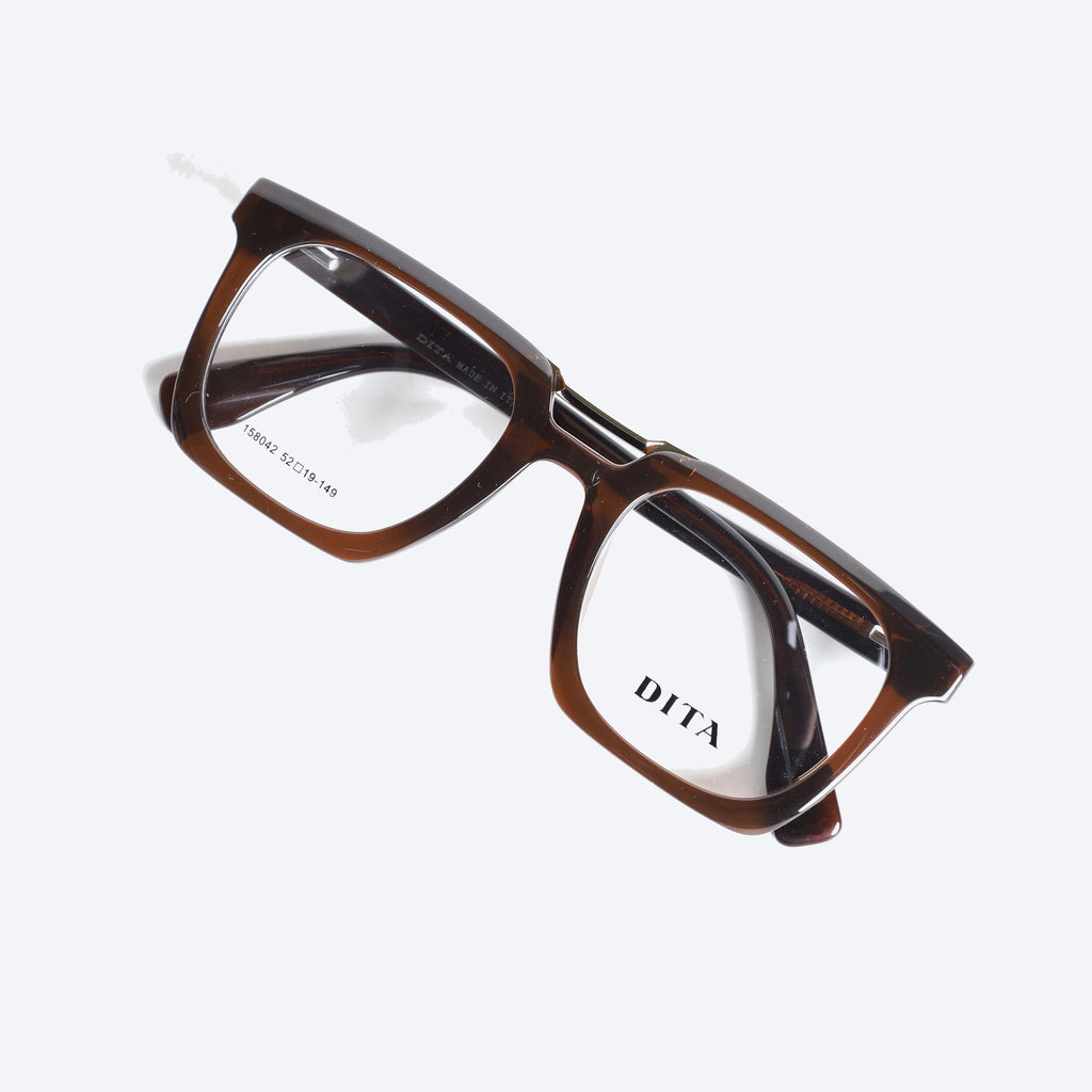 DITA 158042 Geometric Square Eyeglasses - Brown