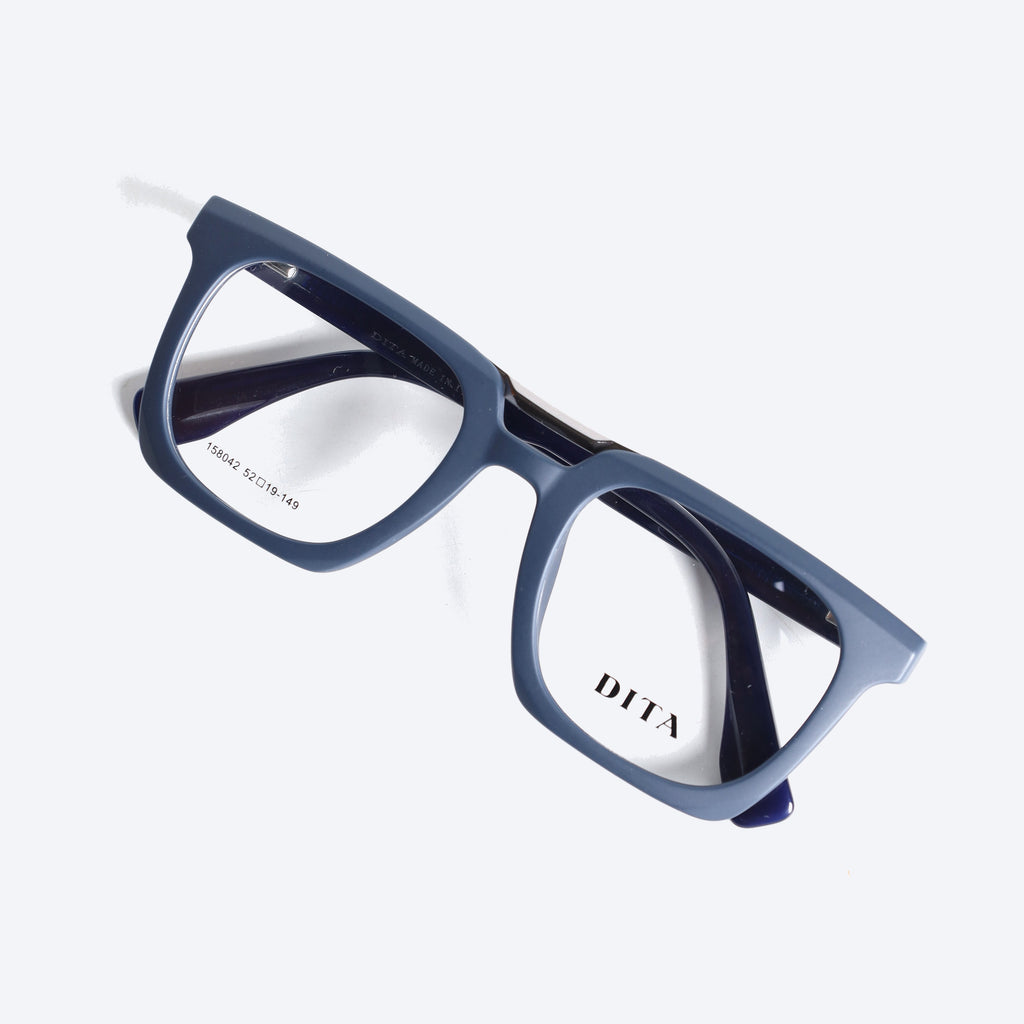 DITA 158042 Geometric Square Eyeglasses - Matt Blue