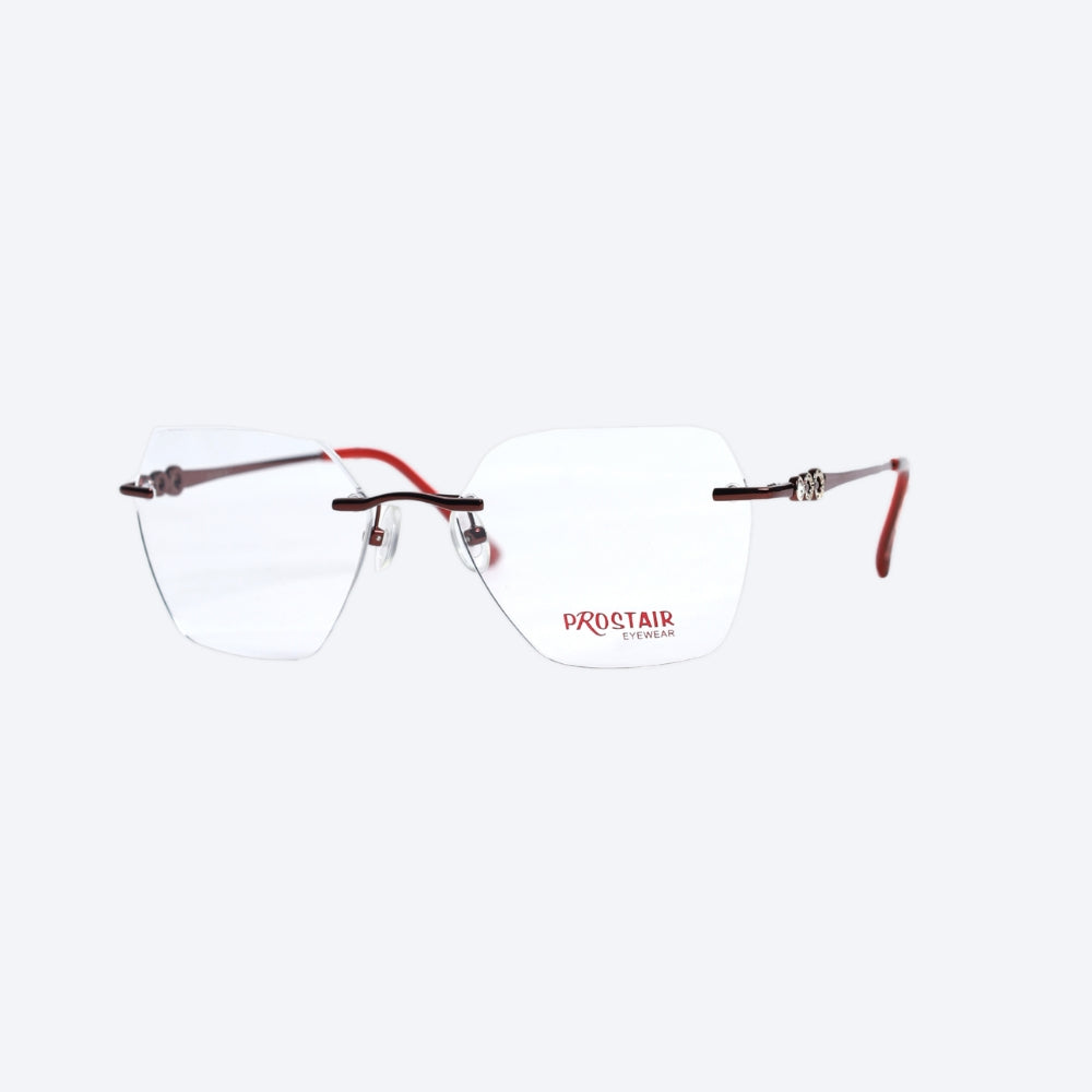 Prostair Eyewear A4014 Geometric Eyeglasses - Maroon